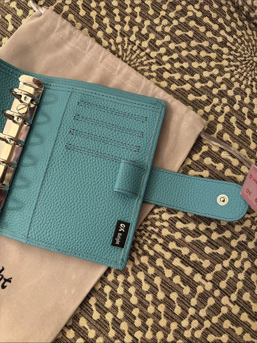 Light Blue Leather Pocket Size Ring Planner Cover Ox Knight Like New - Picture 12 of 12
